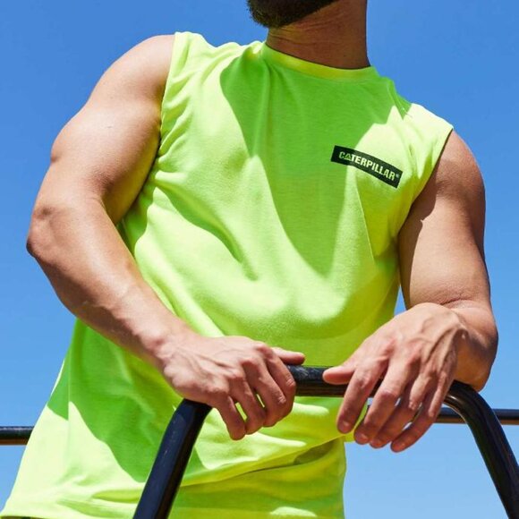 CAT Workwear HI-VIS MESH CAP Gray and Neon Green Trucker Hat - New With Tags - Picture 10 of 12